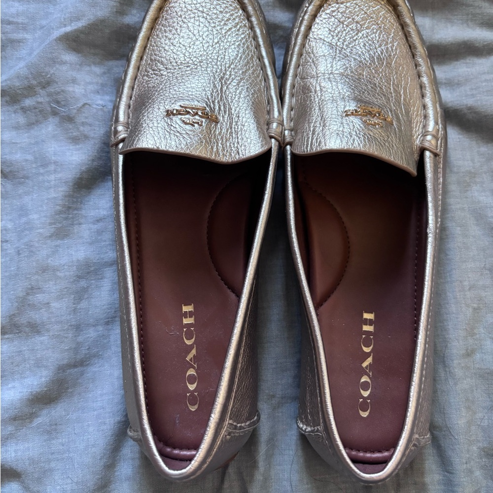 Coach Women's Gold Leather Loafers